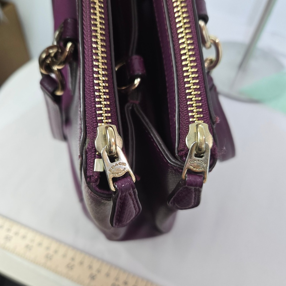 Coach Lillie Carryall Women Large Purple Leather Tote - Picture 13 of 14